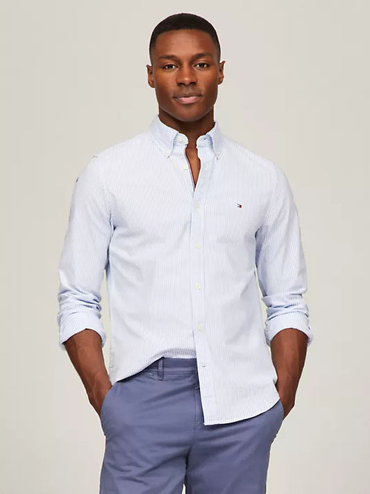 Tommy Hilfiger Camisa Oxford Manga Larga Hombre Azul