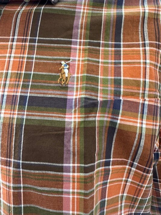 Polo Ralph Lauren Camisa Oxford Cuadros Hombre Naranja/Verde