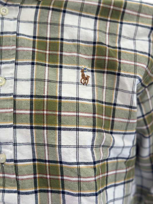 Polo Ralph Lauren Camisa Oxford Cuadros Hombre Blanco/Verde