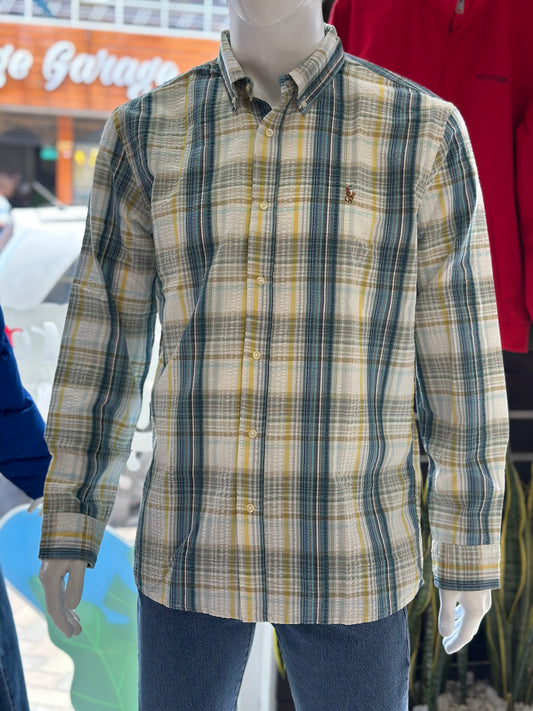 Polo Ralph Lauren Camisa Oxford Cuadros Hombre Blanco/Azul