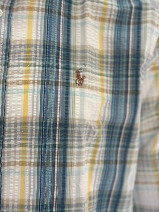 Polo Ralph Lauren Camisa Oxford Cuadros Hombre Blanco/Azul