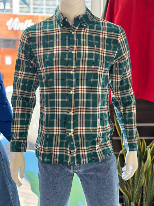 Polo Ralph Lauren Camisa Oxford Cuadros Hombre Blanco/Turquesa