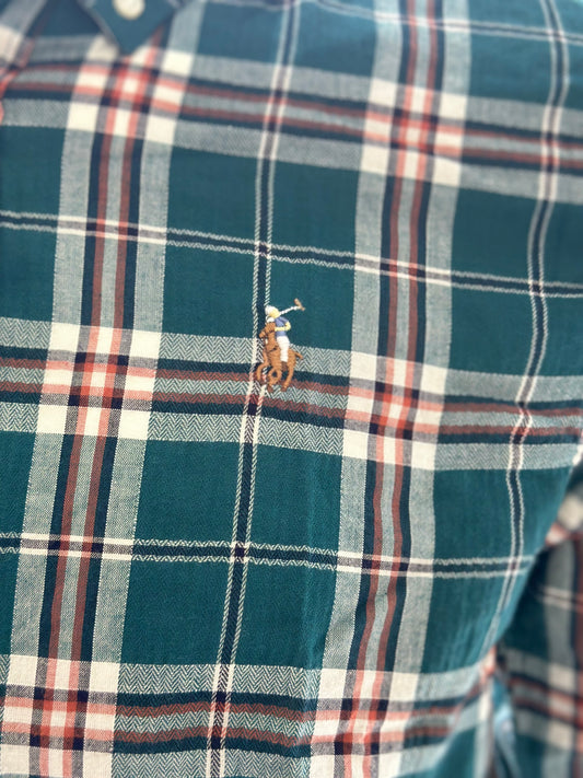 Polo Ralph Lauren Camisa Oxford Cuadros Hombre Blanco/Turquesa