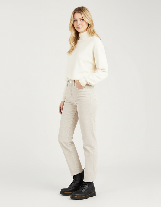 Levi’s Ribcage Straight Pana Jean Mujer Beige Claro