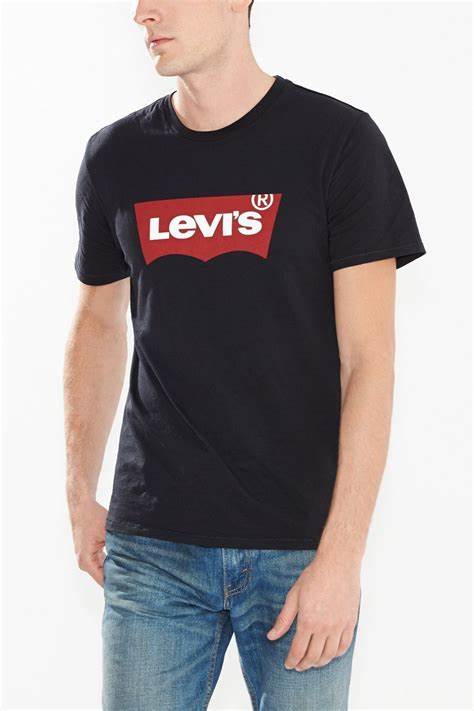 Levi's Camiseta Hombre Negra Logo Rojo Grande