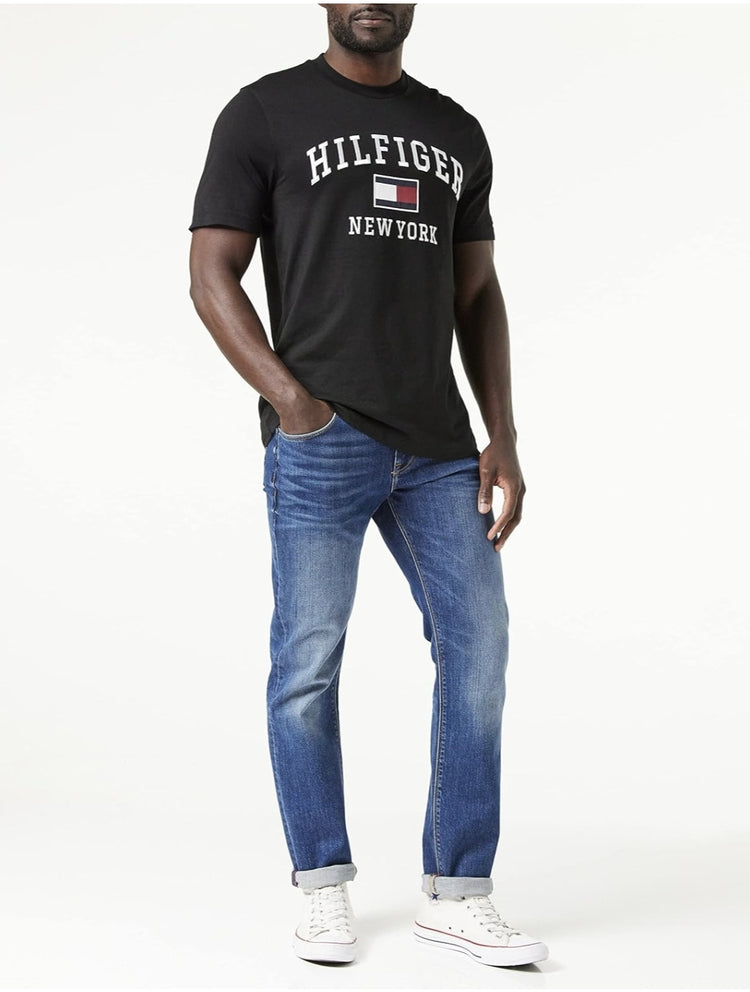 Tommy Hilfiger Camiseta con Logo NY Negro Frente 