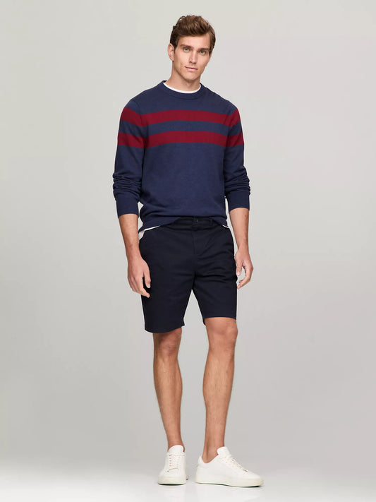 Tommy Hilfiger Suéter Cuello Redondo con Rayas Dobles Hombre Azul Marino