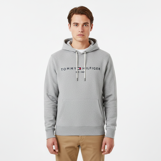 Tommy Hilfiger Suéter con Capucha Gris Logo