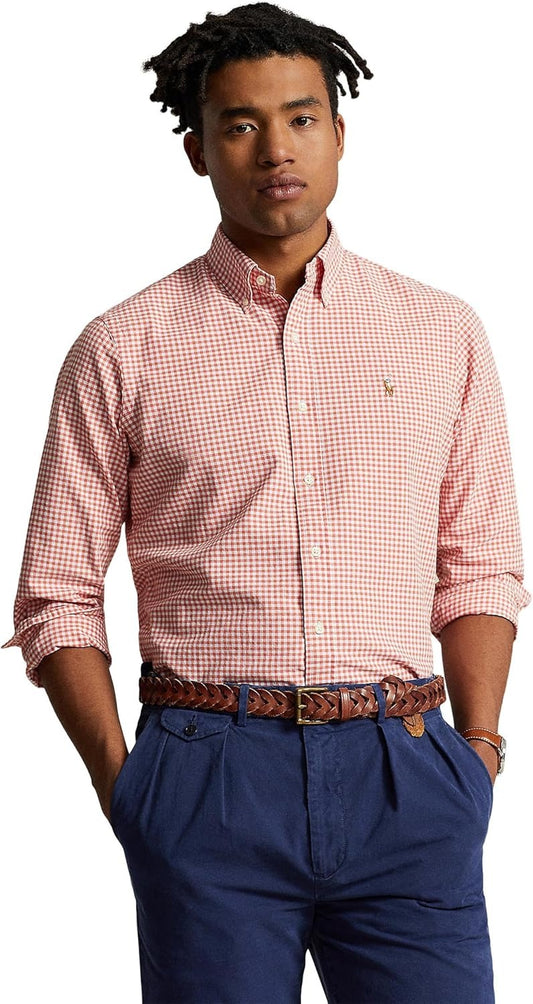 Polo Ralph Lauren Camisa Oxford Cuadros Hombre Vino/Blanco