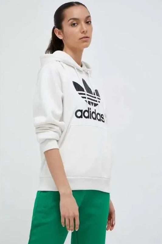Adidas Hoodie Mujer Blanco Logo Grande