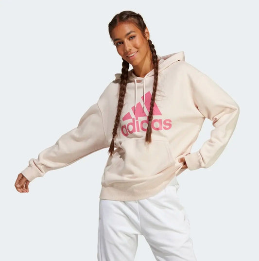 Adidas Hoodie Mujer Beige Logo Grande