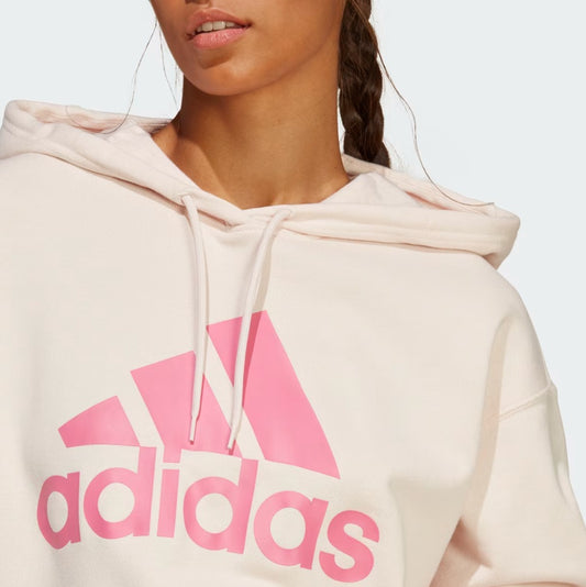 Adidas Hoodie Mujer Beige Logo Grande