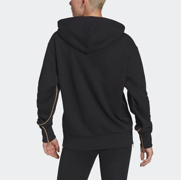 Adidas Hoodie Mujer Negro con Dorado Deportivo