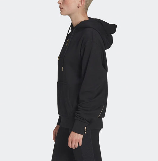 Adidas Hoodie Mujer Negro con Dorado Deportivo