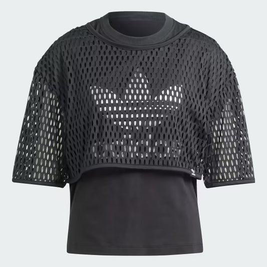Adidas Camiseta con Malla Deportiva Mujer Negro