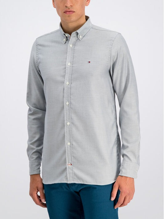 Tommy Hilfiger Camisa Oxford Manga Larga Hombre Gris