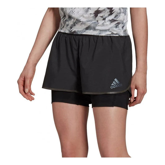 Adidas Mujer Short Deportivo Negro Adizero 2 in 1