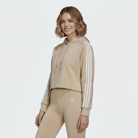 Adidas Crop Top Hoodie Mujer Camell