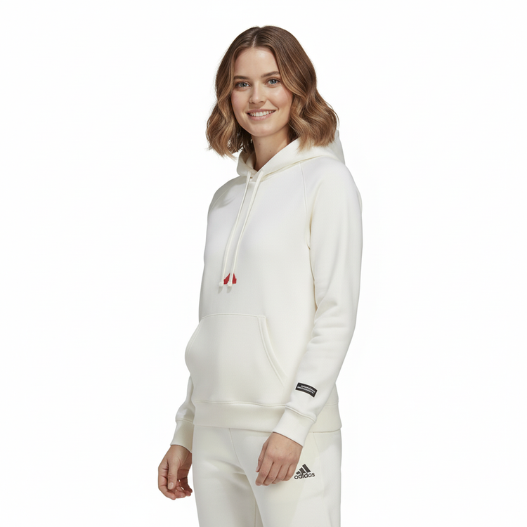 Adidas Hoodie Mujer  Beige Logo Naranja