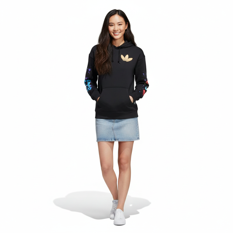 Adidas Suéter Deportivo con Capucha Mujer Negro Logo