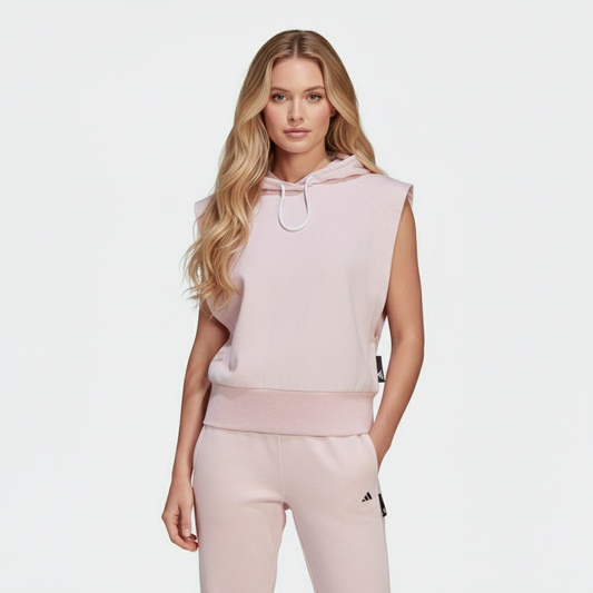 Adidas Hoodie Mujer Rosa Pastel Bolsillos Laterales