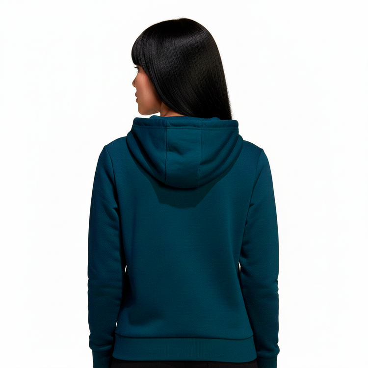 Adidas Hoodie Mujer Azul Logo Rosa