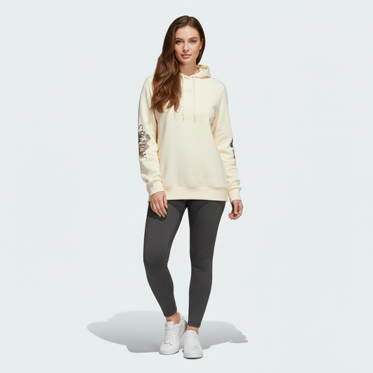 Adidas Hoodie Floral Mujer Beige