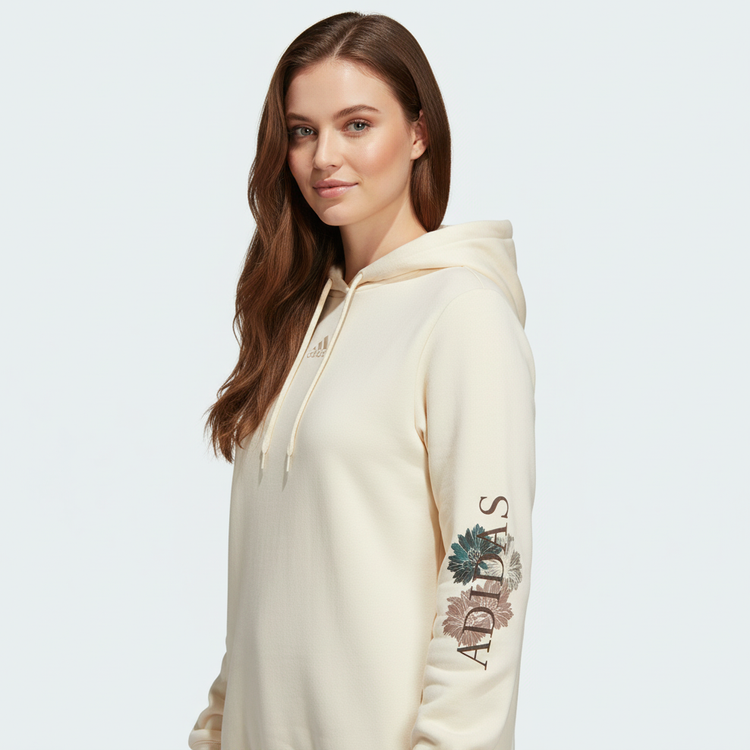 Adidas Hoodie Floral Mujer Beige