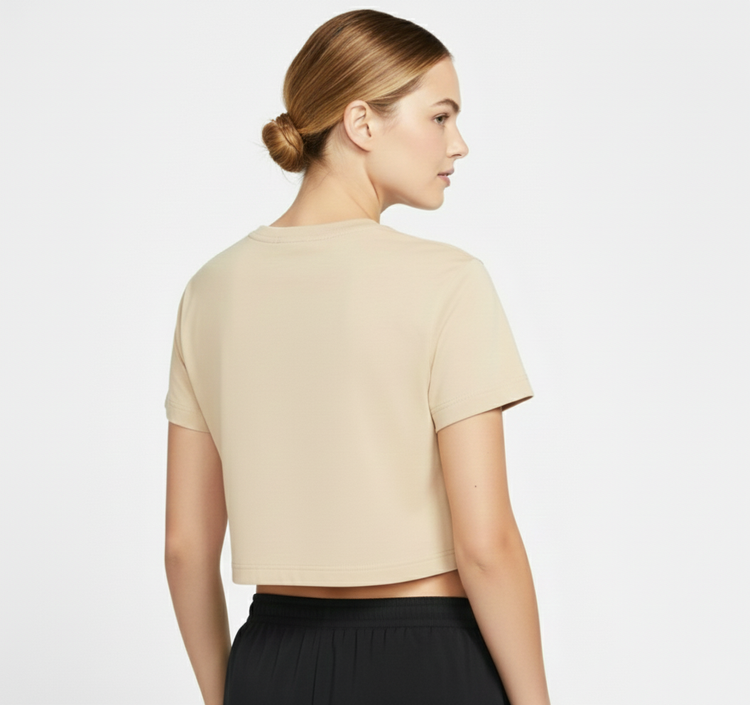 Nike Trial Camiseta Crop Top Deportiva Mujer Beige