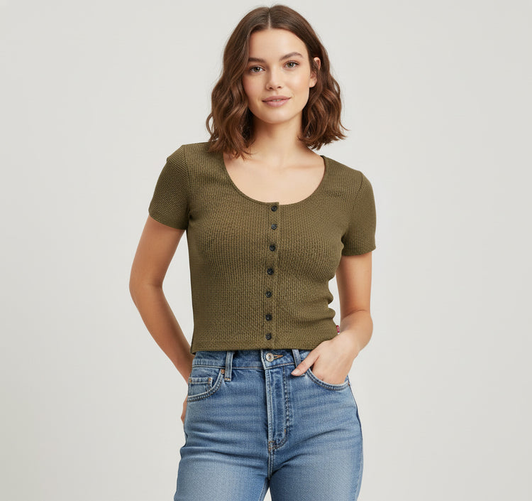 Levi’s Blusa Botones Mujer Verde Militar