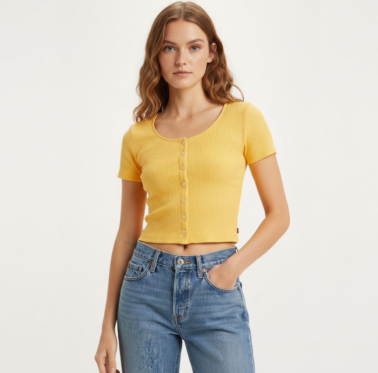 Levi’s Blusa Mujer Botones Amarilla