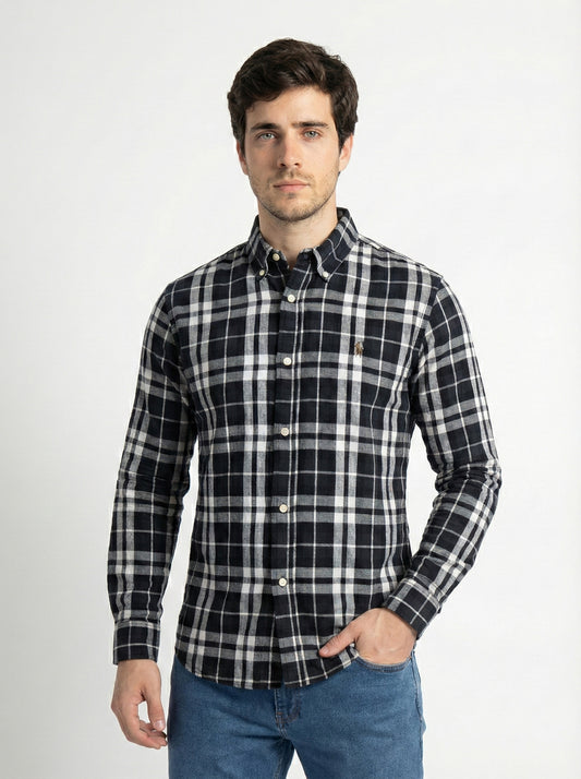 Polo Ralph Lauren Camisa Oxford Cuadros Hombre Negro/Blanco