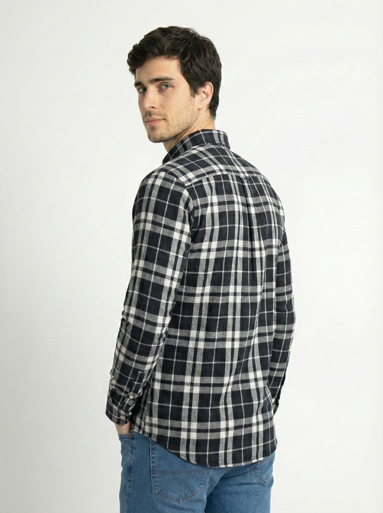 Polo Ralph Lauren Camisa Oxford Cuadros Hombre Negro/Blanco