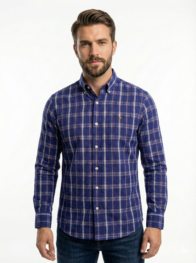 Polo Ralph Lauren Camisa Oxford Cuadros Hombre Lila/Multicolor