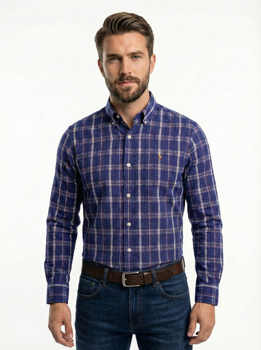 Polo Ralph Lauren Camisa Oxford Cuadros Hombre Lila/Multicolor