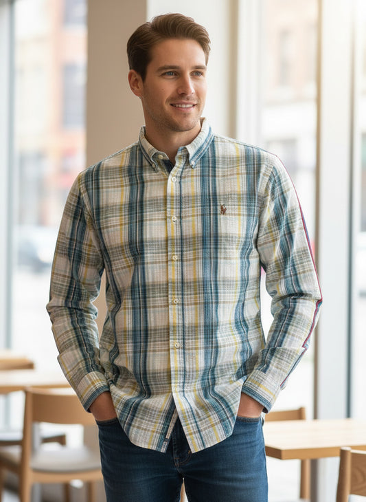 Polo Ralph Lauren Camisa Oxford Cuadros Hombre Blanco/Azul