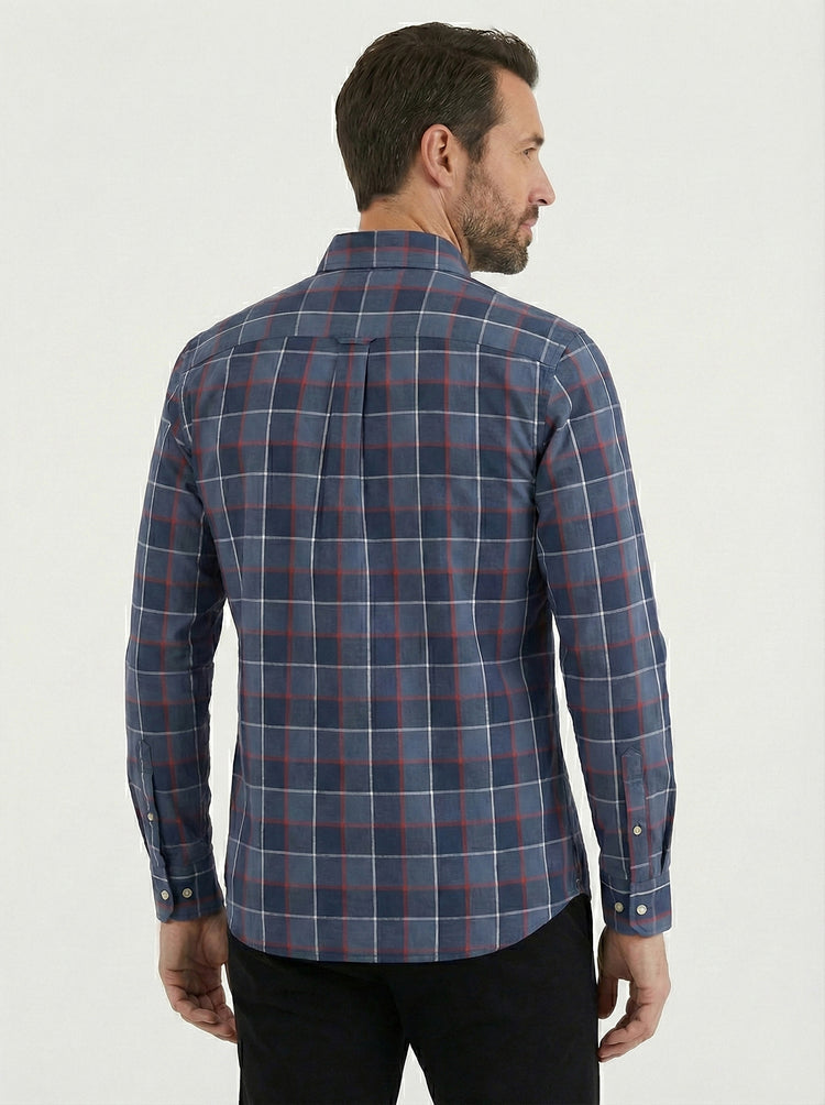 Tommy Hilfiger Camisa Oxford Hombre Cuadros Azul