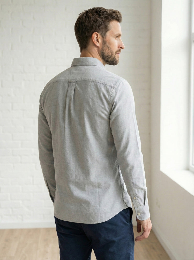 Tommy Hilfiger Camisa Oxford Manga Larga Hombre Gris