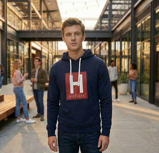 Tommy Hilfiger Suéter con Capucha Azul Marino H