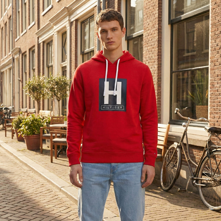 Tommy Hilfiger Suéter con Capucha Rojo H