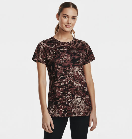 Under Armour Camiseta Deportiva Mujer Terracota Cuello Redondo